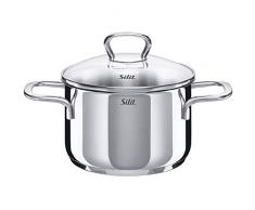 Silit Style Kochtopf, hoch 16cm, Glasdeckel, Fleischtopf 1,9l, Edelstahl poliert, Topf Induktion, unbeschichtet
