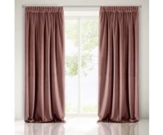 Eurofirany Vorhang Samt Velvet Dunkelrosa mit Kräuselband 1 Stk. Edel Gardine Elegant Glatt Einfarbig Weich Wohnzimmer Schlafzimmer Lounge, Polyester, 140x270cm