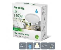 AUROLITE LED-Deckenleuchte, 1450 lm, (4000 K), IP44, ideal für Wohnzimmer, Schlafzimmer, Küche, Flur, Badezimmer, 18 W, natürliches Weiß