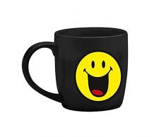 zak! Smiley Emoticon Glücklich Porzellan Kaffeetasse, schwarz, 10 x 46 x 1 cm, 6-Einheiten