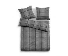 TOM TAILOR 0009877 Flanell Bettwäsche Garnitur mit Kopfkissenbezug (Baumwolle) 1x 155x200 cm + 1x 80x80 cm, schwarz