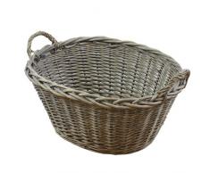 JVL geschoben Home Oval waschen Kleidung Wäschekorb mit Loop Griffe, Vollweide, Natur
