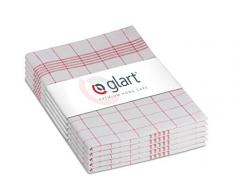 Glart 48KR1 5er Set Geschirrtücher Küchentücher, 50x70 cm, 100% Baumwolle OEKO-TEX, rot kariert, vorgewaschen