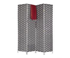 Relaxdays Raumteiler 4-teilig, blickdichter Paravent in Ziegelstein Optik, Sichtschutz Trennwand HxB 180x170 cm, schwarz