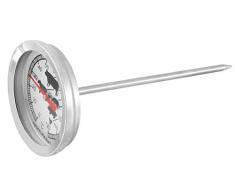 FMprofessional Bratenthermometer, Grillthermometer mit Skala, Fleischthermometer für alle Fleischarten und Backwaren (Farbe: Silber/Schwarz), Menge: 1 Stück