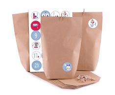 Adventskalender zum BefÃ¼llen Sweet Home 24 KraftpapiertÃ¼ten braun GeschenktÃ¼ten Weihnachten, Weihnachtskalender Bastelset inkl. Zahlenaufkleber und Klammern von pajoma