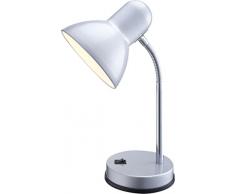Globo Tischleuchte, silber/chrom, Metall Kunststoff, Schalter 1 x 60W E27 230V, H: 30 cm 2487