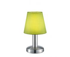 Trio Leuchten Tischleuchte in Nickel matt, Stoffschirm, grün 599600115
