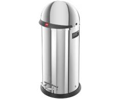 Hailo KickVisier XL, Mülleimer aus Edelstahl, 36 Liter, Klapp-Visier mit XXL-Öffnung, breite Fußreling, verzinkter Inneneimer, Tragegriffe, 0835-069