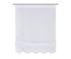 Home fashion 57452-501 Bändchenrollo mit Lochstickerei, 140 x 45 cm, Batist, weiß