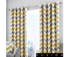 Fusion Chevron Ösenvorhang baumwolle ocker Curtains Width x 90 Drop (228 x 228cm)
