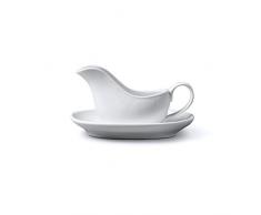 WM Bartleet & Sons 1750 T421 Traditionelle Mini-Sauciere mit Ständer und Untertasse, 114 ml, Weiß