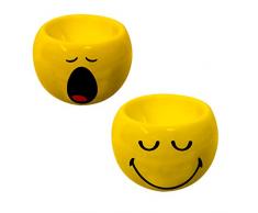 zak! Eierbecher Smiley-Gähnen/Schläfrig 2 Stück, Porzellan, Mehrfarbig, 6 x 6 x 4.5 cm, 2-Einheiten