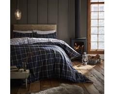 Catherine Lansfield Tartan Check Bettwäsche, 100% Baumwolle, dunkelblau, Doppelbett, 1 x 260 x 280 cm, 3 Einheiten