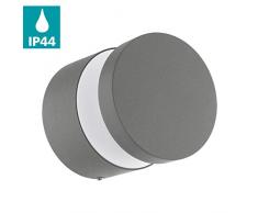 EGLO LED Außen-Wandlampe Melzo, 1 flammige Außenleuchte, Wandleuchte aus Aluguss und Kunststoff, Farbe: Silber, IP44