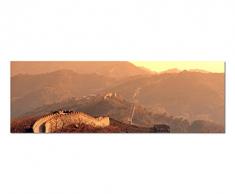 Panoramabild auf Leinwand und Keilrahmen 150x50cm China Mauer Berge Sonnenaufgang Natur