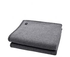 zoeppritz since 1828 Must Stitch-Decke - Wolldecke - edles Plaid aus reiner Schurwolle mit Häkelstich, 150 x 200 cm, 980 black