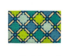 DII Fußmatte für Innen- und Außenbereich, natürliche Kokosfaser, leicht zu reinigen, rutschfeste Unterseite für den Eingangsbereich, für Terrasse, Haustür, Allwetter-Türen 18x30 Blue Mosaic