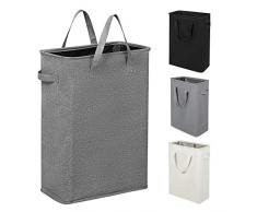 Zero Jet Lang Wäschekorb mit Griffen, schmal, faltbar, 45 l dunkelgrau