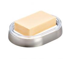 iDesign Haley Seifenschale, ovaler Seifenhalter aus Kunststoff für Badezimmer und Küche, durchsichtig/mattsilberfarben