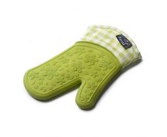 Zeal Silikon Ofenhandschuh, hochbelastbar, Gingham-Stoff, Baumwolle, Baumwolle, lindgrün, 29 x 19 x 2 cm