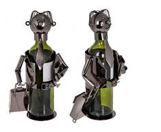 Out of the blue Flaschenhalter, Geschäftsmann, Metall, Silber, env. 21 x 17 cm