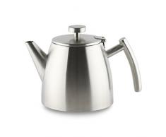 Café Ole HTP-03DW/S Doppelwandige Teekanne, Edelstahl 18/10, Matt Gebürstet, 0,35 L