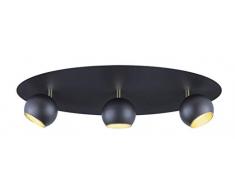 Trio Leuchten Dakota 804600332 Deckenleuchte, Metall, Schwarz Matt/Gold