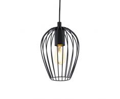 EGLO Pendellampe Newtown, 1 flammige Vintage Pendelleuchte, Retro Hängelampe aus Stahl, Farbe: schwarz, Fassung: E27, Ø: 16 cm