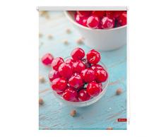 Lichtblick Rollo Klemmfix, 120 x 150 cm mit Motiv Kirschen - Rot Montage ohne Bohren, moderner Sicht-und Sonnenschutz, Motivrollo, lichtdurchlässig & Blickdicht