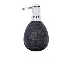 WENKO Seifenspender Polaris Jet, nachfüllbarer Seifendosierer für Flüssigseife und Lotion aus hochwertiger Keramik, 10 x 16,5 x 9,4 cm, Füllmenge 390 ml, Anthrazit