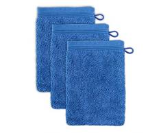 möve Superwuschel Waschhandschuh 15 x 20 cm aus 100% Baumwolle, cornflower 3er Set