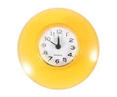 GLOGLOW wasserdichte Wanduhr Mini süß Badezimmer Küche Spiegel Saugnapf Wanduhr Dusche Quarzuhr für Zuhause Schlafzimmer Küche Dekor Verwendung (gelb)