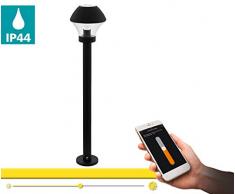 EGLO connect Außen-Stehlampe Verlucca-C, Smart Home Außenleuchte, Standleuchte aus verzinktem Stahl und Glas, Farbe: Schwarz, warmweiß, dimmbar, IP44