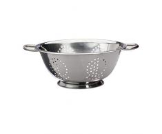 Relaxdays, Silber Küchensieb Edelstahl, Seiher mit Griffen, runder Standfuß, Abtropfsieb, Salatsieb, Nudeln, 28 cm Ø, Standard