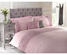 Chateau de Belle Maison Bettwäsche-Set aus Polycotton, besetzt mit Rosen und Bändern, für Einzelbett, rosa