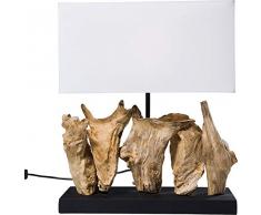Kare Design Tischleuchte Nature Vertical, moderne Design Nachttischlampen aus Treibholz, Weiß (H/B/T) 43x35x15cm
