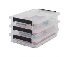 IRIS 135450, 3er-Set Aufbewahrungsboxen Little Large Box A4, Plastik, durchsichtig, 36,5 x 25 x 7 cm,transparent
