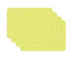 Venilia Tischset Platzset für Esszimmer Anisgrün und Weiß Zick-Zack Muster, 4er Set abwischbar Polypropylen, lebensmittelecht, 45 x 30 cm, 4 Stück, 59075