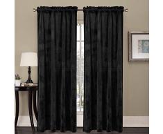Comforhome Wohnzimmer Luxus Samt in Farbe Fenster Vorhang Rod Pocket Drapes (1 Paneel) Super Weich 52*95 Pure Black