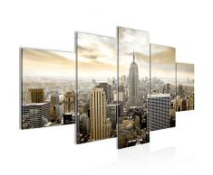 Runa Art Bilder New York City Wandbild 200 x 100 cm Vlies - Leinwand Bild XXL Format Wandbilder Wohnzimmer Wohnung Deko Kunstdrucke Braun 5 Teilig - Made IN Germany - Fertig zum Aufhängen 603451a