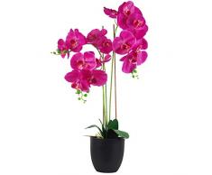 Leaf Orchidee mit Blättern, 70 cm, Dunkelrosa, Verschiedene Materialien