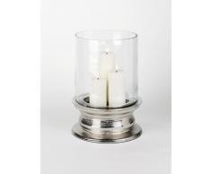 Lambert Makani Windlicht m/Glas groß H 44,5 cm, D 32,5 cm Metallaccesoires, Kristall, Silber, One Size