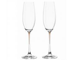 Leonardo Sektgläser La Perla, braun, 2-er Set, 205 ml, farbig-gezogener Stiel, spülmaschinenfest, Teqton-Glas, 018692