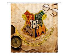 AMNYSF Vier College Embleme Harry Potter Hogwarts Magic Schule Decor Vorhang für die Dusche, Polyester-177,8 x 177,8 cm Wasserdicht-Badezimmer Zubehör Vorhänge mit 12 Haken Modern Multi 4102