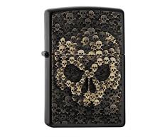 Zippo Skull Feuerzeug, Chrom, Schwarz, One Size