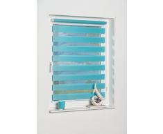 K-home Klemmfix Doppelrollo Andorra ohne Bohren Iceblau 120 x 150 cm (B x L)