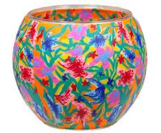 Himmlische Düfte Geschenkartikel CC229 Tischdekoration, Summer Flowers Windlicht Glas 11 x 11 x 9 cm, bunt
