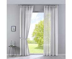 2er Set Gardinen »Nizza« Baumwoll-Voile Halbvoile HxB 254x135 cm Creme Transparent Stores mit Gardinenband und Tuneldurchzug, 2019031-2