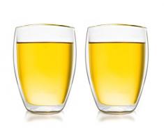 Creano doppelwandiges Thermoglas 250ml „DG-Hoch“, 2er Set, großes hitzebeständiges Trinkglas aus Borosilikatglas, Kaffee-/Teeglas